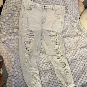 American Eagle Outfitters Light Gray Distressed Jeggings